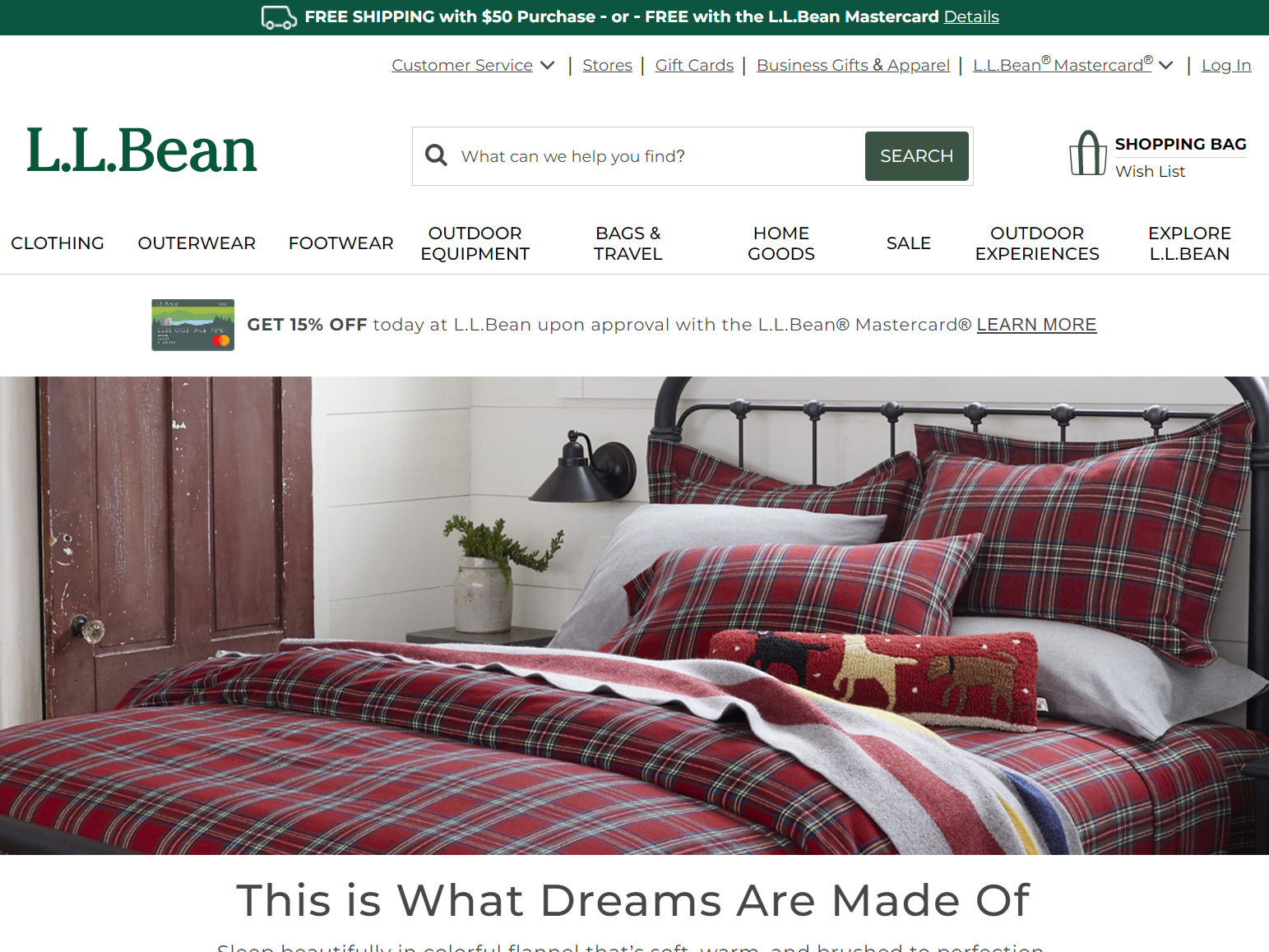 LL Bean Ecommerce Website UX UI