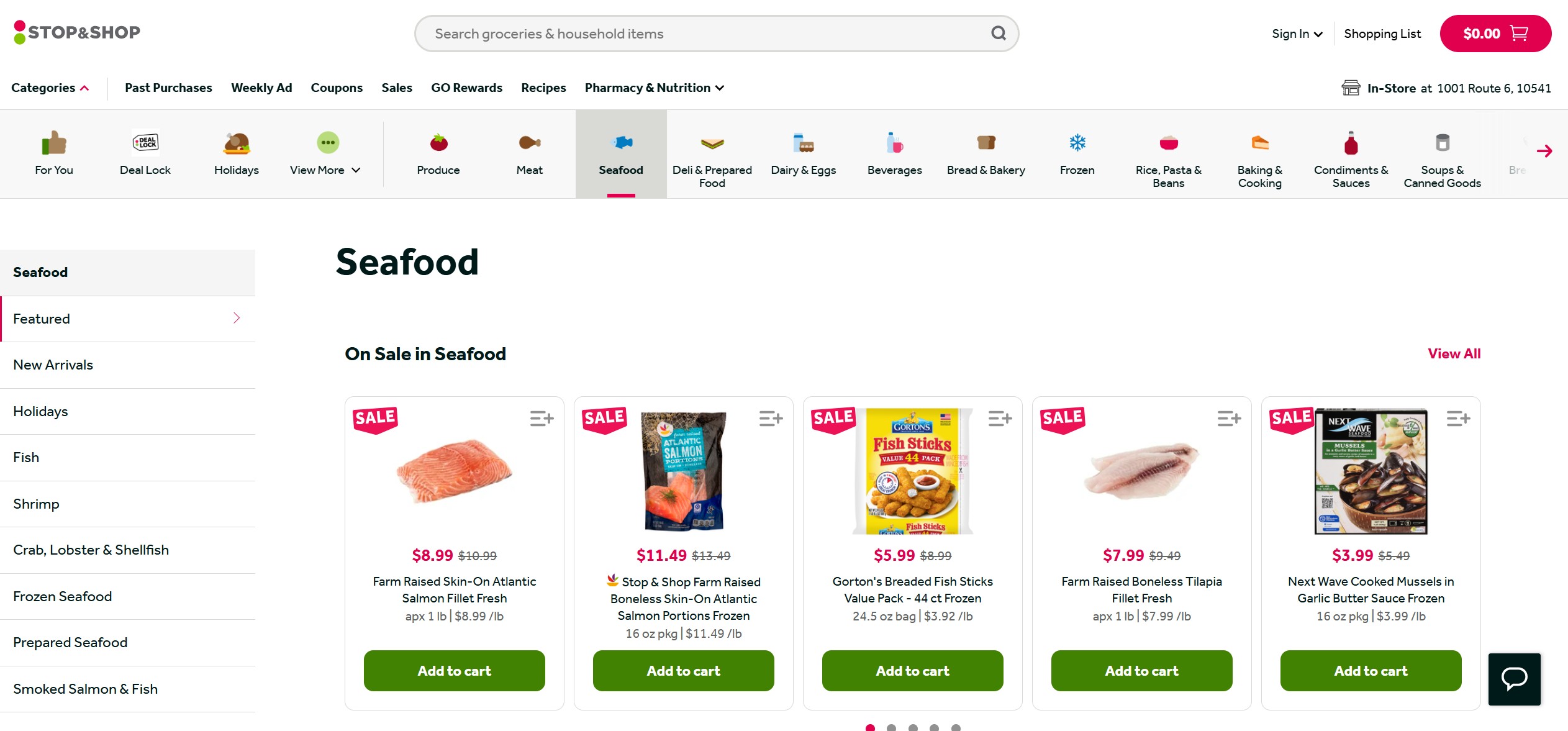 Stop and Shop Category Landing Page