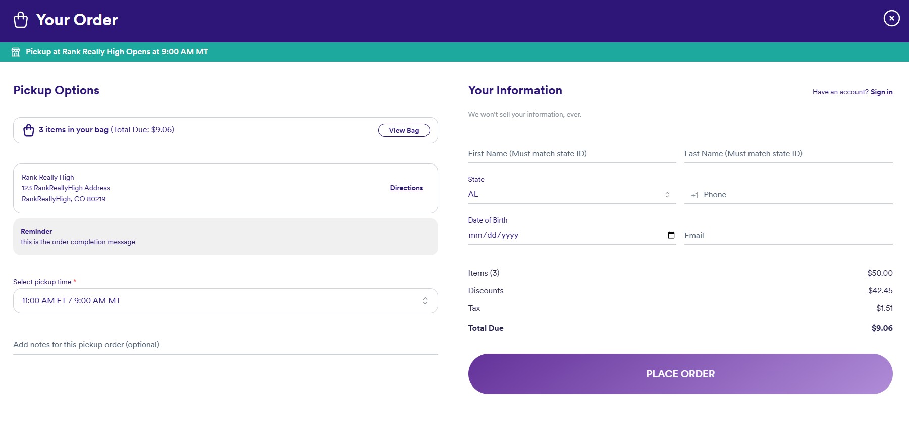 Flowhub Open Ecommerce Checkout